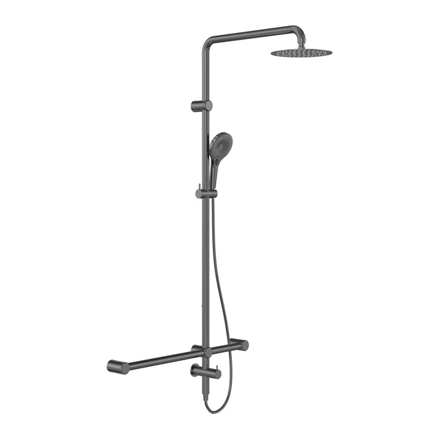 Nero Mecca Care 32mm T Bar Grab Rail 1100x750mm Twin Shower Set Gun Metal Shower Nero Default Title