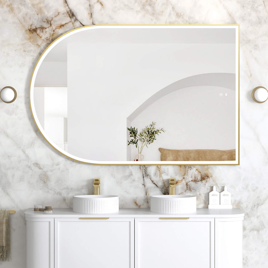 Archie Metal Frame LED Mirror 1500x1000 Gold LED Framed Mirror Otti Australia Default Title