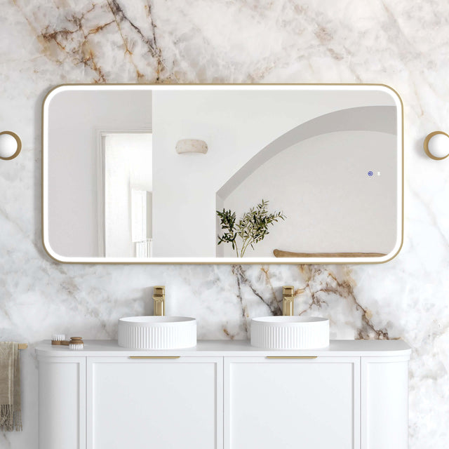 Newport Metal Frame LED Mirror 1500x750 Gold LED Framed Mirror Otti Australia Default Title