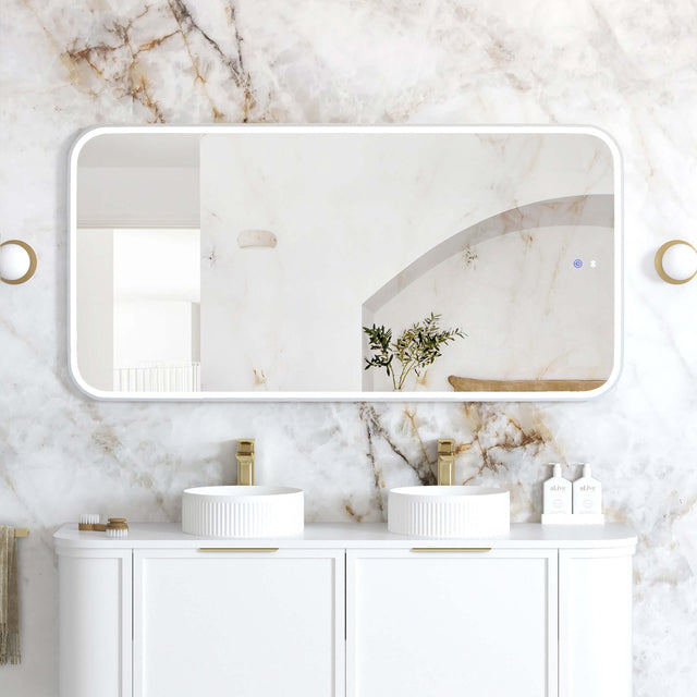 Newport Metal Frame LED Mirror 1500x750 White LED Framed Mirror Otti Australia Default Title
