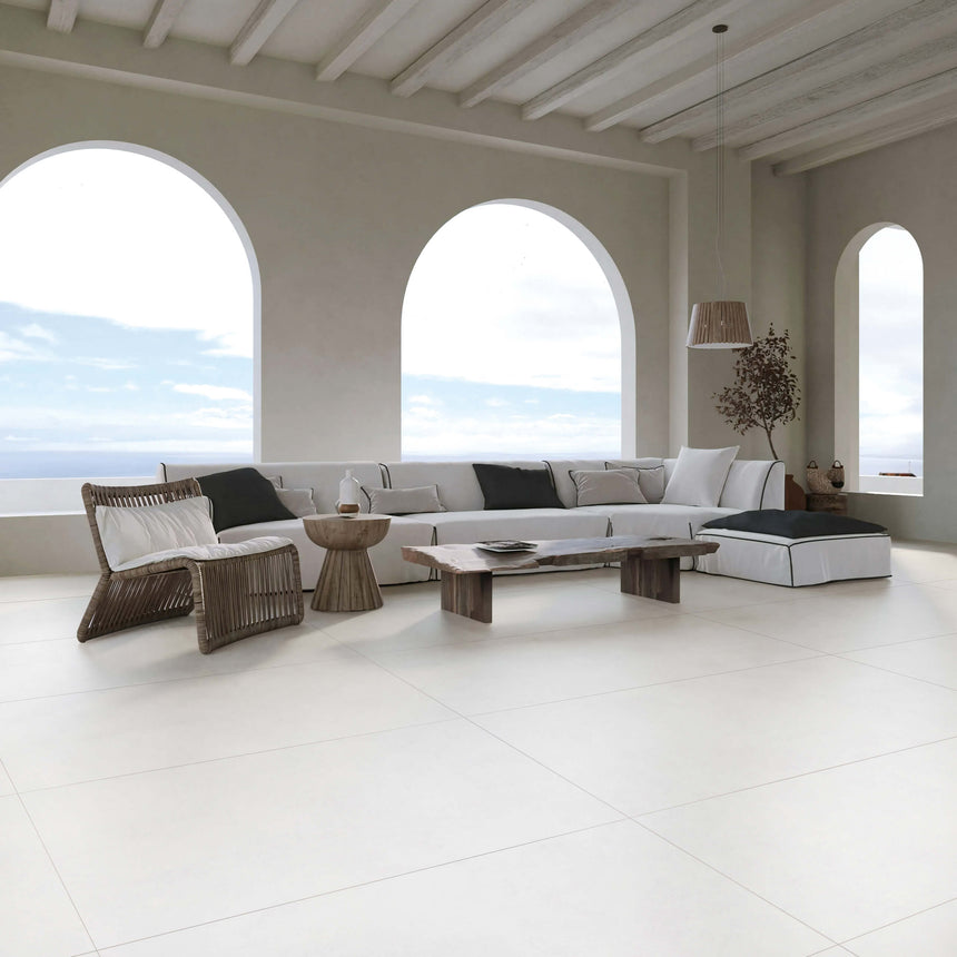 La Vida 1200x600 Matt Super White Concrete Look Tiles Tilemall