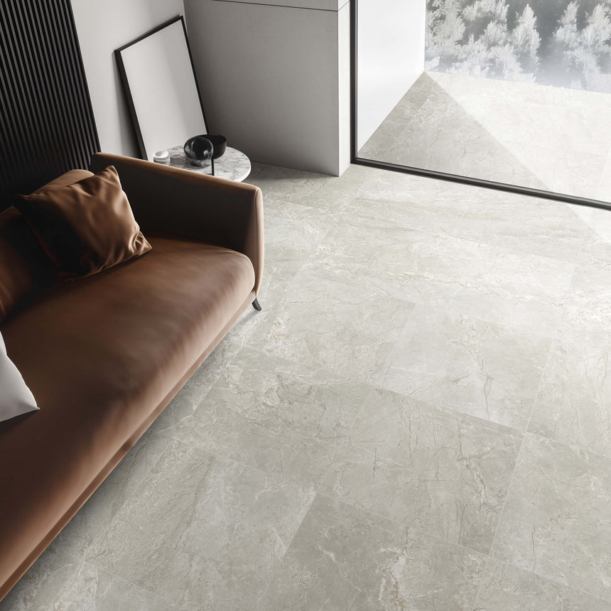 Silver River 600x600 Matt Light Grey Marble Look Tiles Tilemall