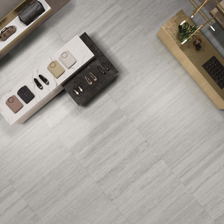 Travertine Vein Cut 600x600 Matt Grey Stone Look Tiles Tilemall