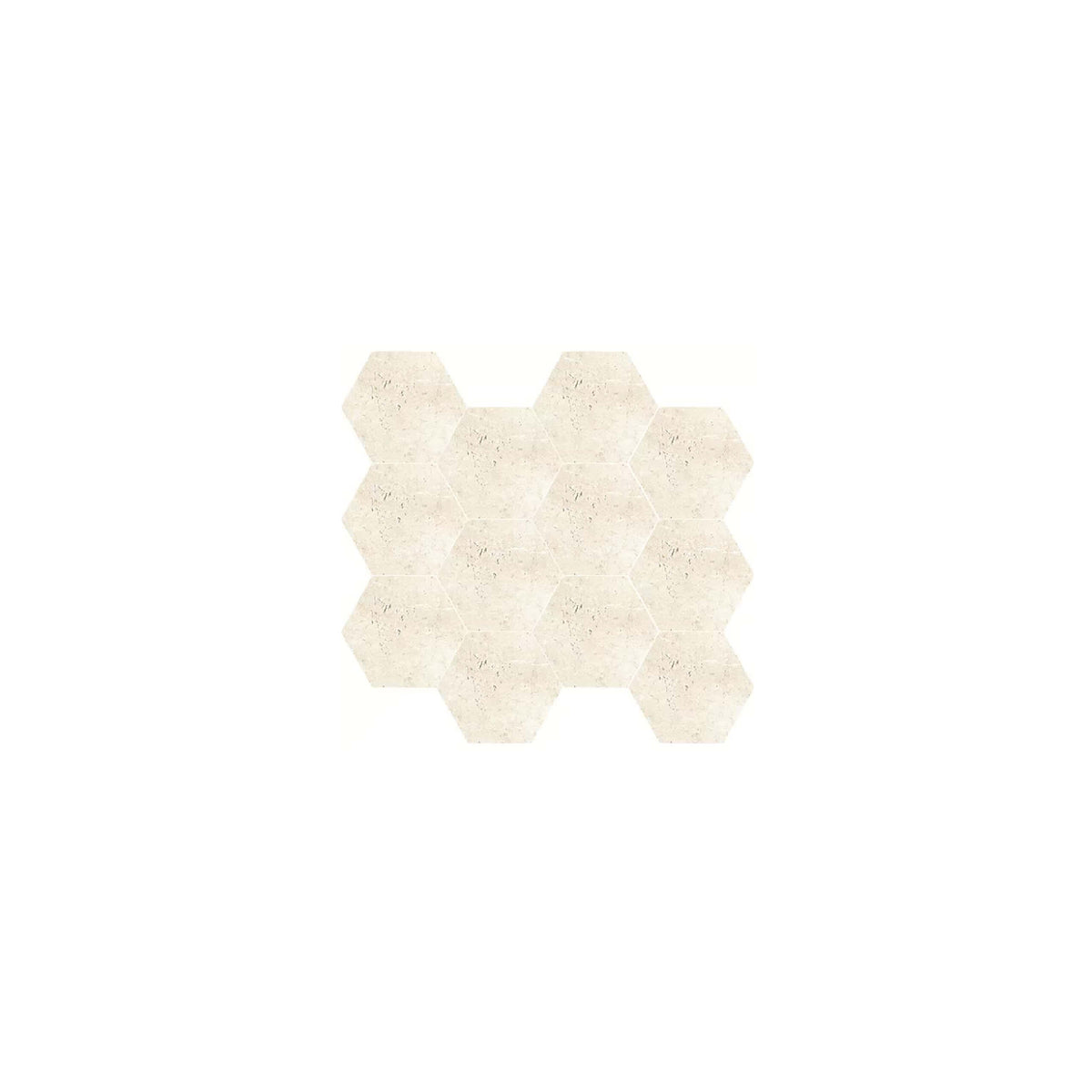 Enzo 265x305mm matt sand hexagon porcelain mosaic tile by Tilemall with subtle speckled texture