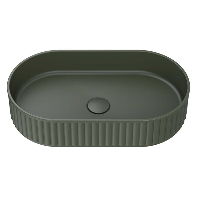 Fienza Minka Fluted Pill Shaped Solid Surface Basin 550x340x120mm Forest Bathroom Basin Fienza Default Title