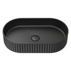 Fienza Minka Fluted Pill Shaped Solid Surface Basin 550x340x120mm Matte Black