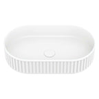 Fienza Minka Fluted Pill Shaped Solid Surface Basin 550x340x120mm Matte White