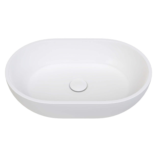 Fienza Nero Above Counter Cast Stone Basin 580x380x145mm Matte White Bathroom Basin Fienza Default Title