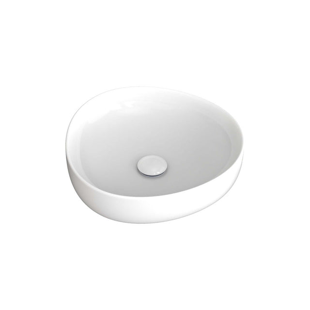 Fienza Pebble Small Slim Edge Basin Ceramic 400x395x100mm Above Counter Gloss White Bathroom Basin Fienza Default Title