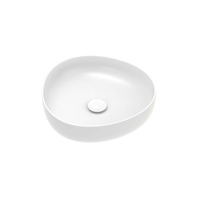Fienza Pebble Small Slim Edge Basin Ceramic 400x395x100mm Above Counter Matte White Bathroom Basin Fienza Default Title