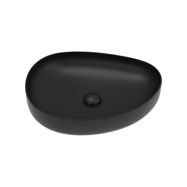 Fienza Pebble Medium Slim Edge Basin Ceramic 500x400x100mm Above Counter Matte Black Bathroom Basin Fienza Default Title