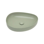 Fienza Pebble Medium Slim Edge Basin Ceramic 500x400x100mm Above Counter Matte Olive
