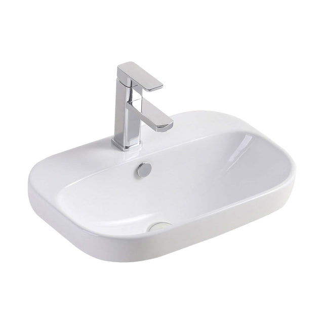 Fienza Parisa Semi Inset Basin 515x370x190mm Gloss White with 1 tap hole Bathroom Basin Fienza Default Title