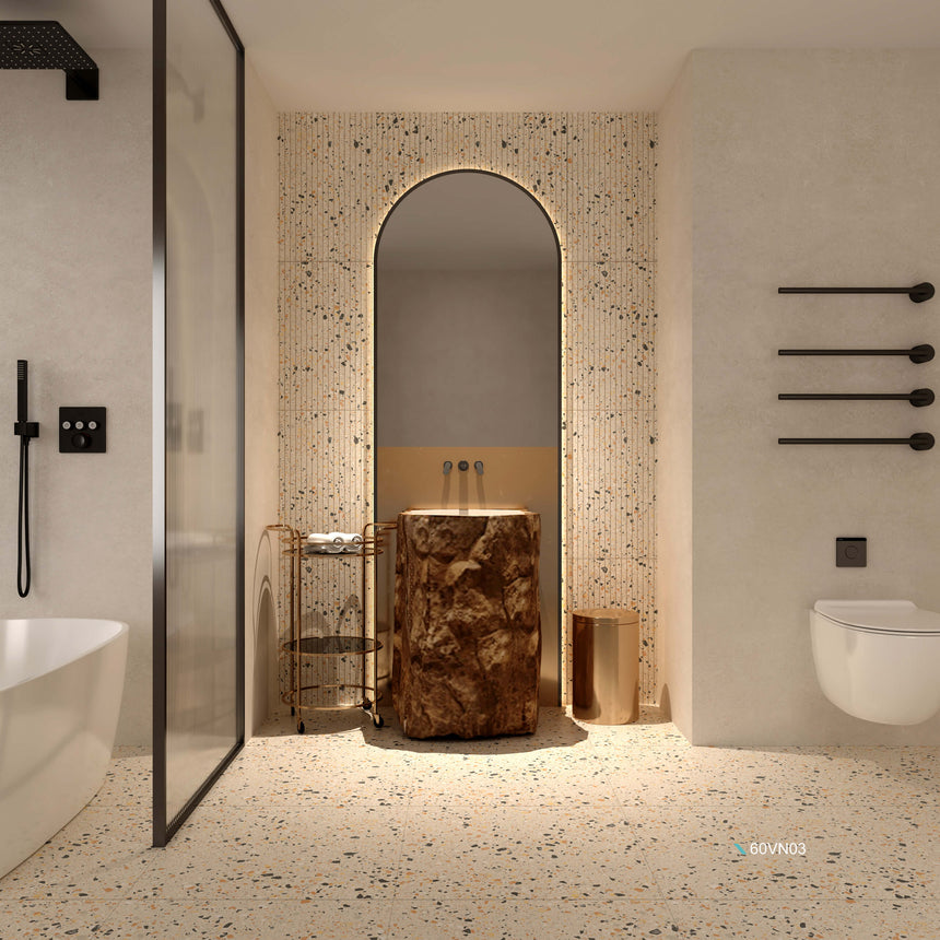 Laguna 600x600 Matt Ivory Terrazzo Look Tiles Tilemall