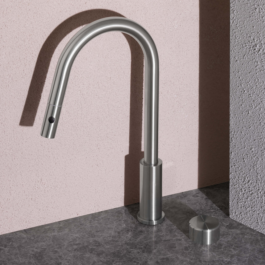 Nero Serenity Wall Top Assembly With Metal Handle Brushed Nickel Tapware Nero