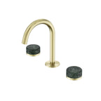 Nero Serenity Basin Set Arc Spout With Verde Alpi Handle Brushed Gold