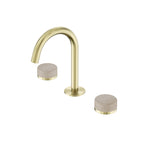 Nero Serenity Basin Set Arc Spout With Rome Travertine Handle Brushed Gold