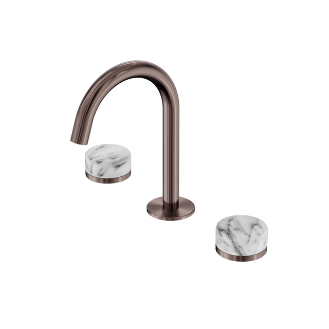 Nero Serenity Basin Set Arc Spout With Arabescato Corchia Handle Brushed Bronze Tapware Nero Default Title