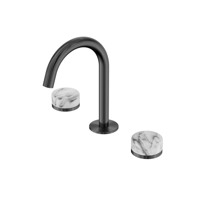 Nero Serenity Basin Set Arc Spout With Arabescato Corchia Handle Gun Metal Tapware Nero Default Title