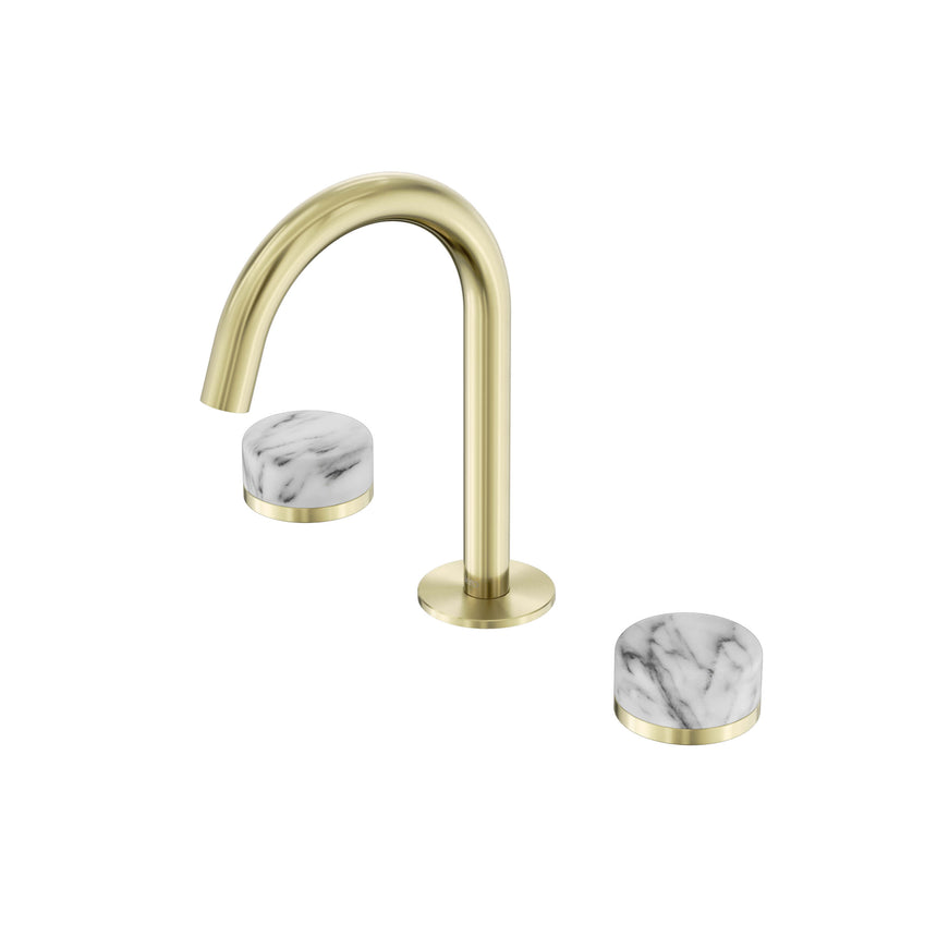 Nero Serenity Basin Set Arc Spout With Arabescato Corchia Handle Brushed Gold Tapware Nero Default Title
