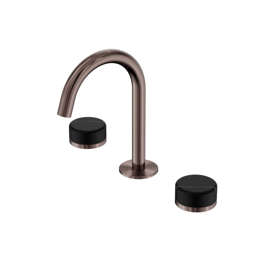 Nero Serenity Basin Set Arc Spout With Marquina Black Handle Brushed Bronze Tapware Nero Default Title
