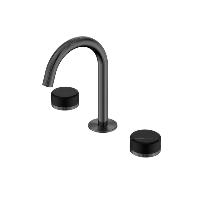 Nero Serenity Basin Set Arc Spout With Marquina Black Handle Gun Metal Tapware Nero Default Title