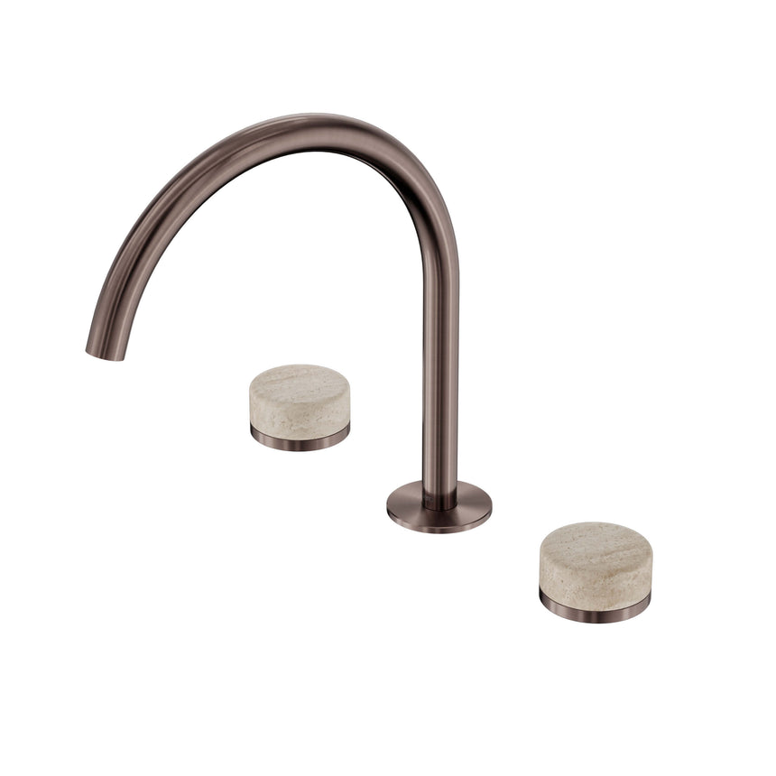 Nero Serenity Bath/Kitchen Set Arc Spout With Rome Travertine Handle Brushed Bronze Tapware Nero Default Title