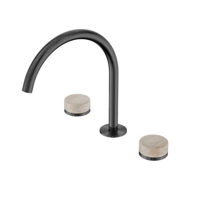 Nero Serenity Bath/Kitchen Set Arc Spout With Rome Travertine Handle Gun Metal Tapware Nero Default Title