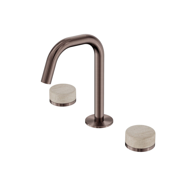 Nero Serenity Basin Set Edge Spout With Rome Travertine Handle Brushed Bronze Tapware Nero Default Title