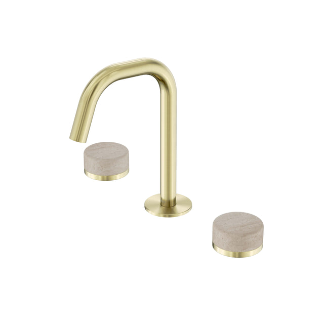 Nero Serenity Basin Set Edge Spout With Rome Travertine Handle Brushed Gold Tapware Nero Default Title