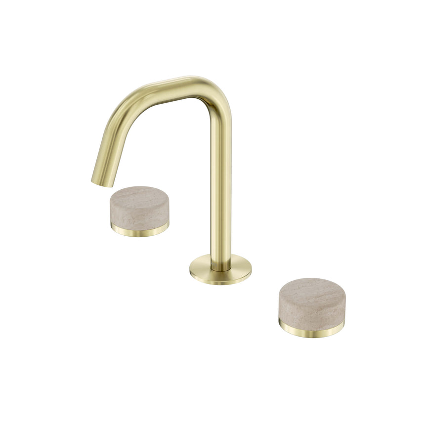 Nero Serenity Basin Set Edge Spout With Rome Travertine Handle Brushed Gold Tapware Nero Default Title