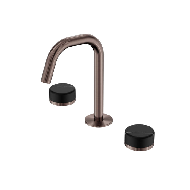 Nero Serenity Basin Set Edge Spout With Marquina Black Handle Brushed Bronze Tapware Nero Default Title