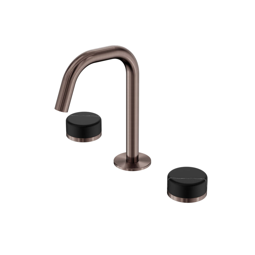 Nero Serenity Basin Set Edge Spout With Marquina Black Handle Brushed Bronze Tapware Nero Default Title