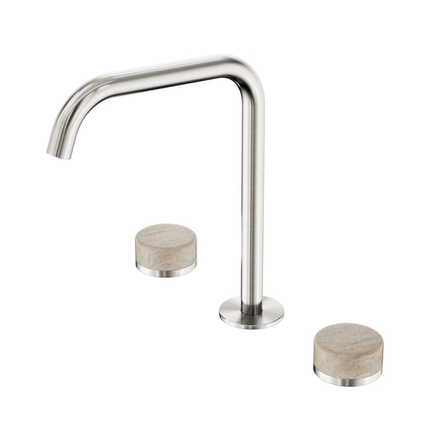 Nero Serenity Bath/Kitchen Set Edge Spout With Rome Travertine Handle Brushed Nickel Tapware Nero Default Title