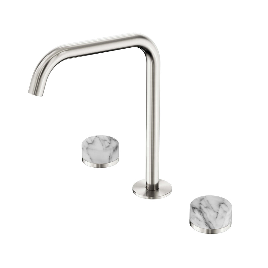 Nero Serenity Bath/Kitchen Set Edge Spout With Arabescato Corchia Handle Brushed Nickel Tapware Nero Default Title