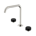Nero Serenity Bath/Kitchen Set Edge Spout With Marquina Black Handle Brushed Nickel