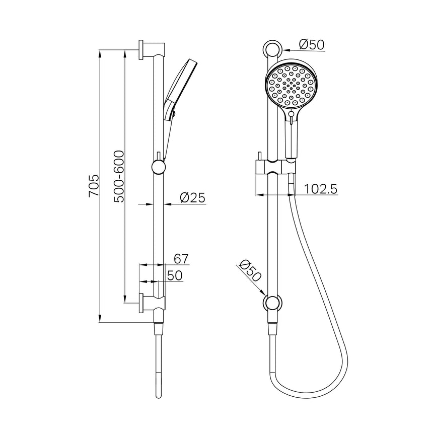 Nero Serenity Rail Shower Brushed Nickel Shower Nero
