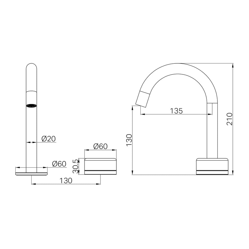 Nero Serenity Progressive Basin Mixer Arc Spout With Verde Alpi Handle Matte Black Tapware Nero
