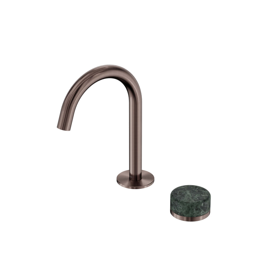 Nero Serenity Progressive Basin Mixer Arc Spout With Verde Alpi Handle Brushed Bronze Tapware Nero Default Title