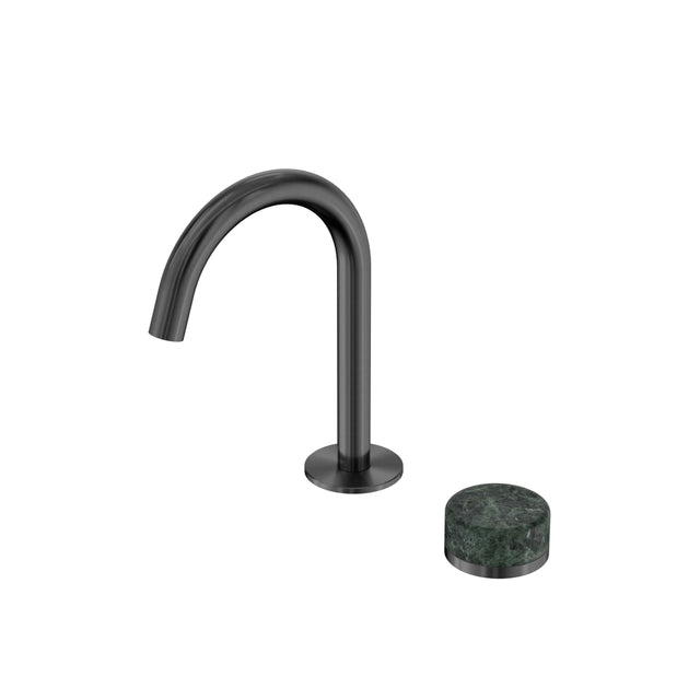 Nero Serenity Progressive Basin Mixer Arc Spout With Verde Alpi Handle Gun Metal Tapware Nero Default Title