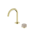 Nero Serenity Progressive Basin Mixer Arc Spout With Rome Travertine Handle Brushed Gold