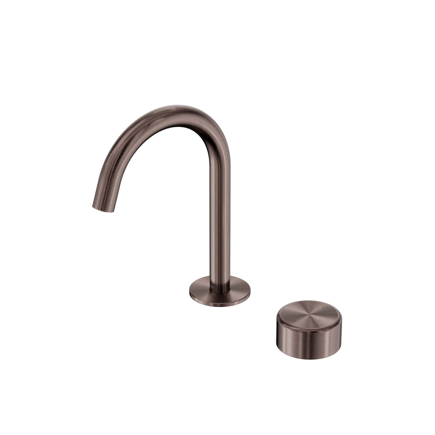 Nero Serenity Progressive Basin Mixer Arc Spout With Metal Handle Brushed Bronze Tapware Nero Default Title