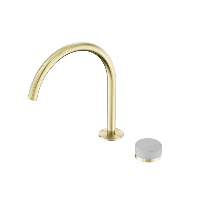 Nero Serenity Progressive Bath/Kitchen Mixer Arc Spout With Carrara Handle Brushed Gold Tapware Nero Default Title