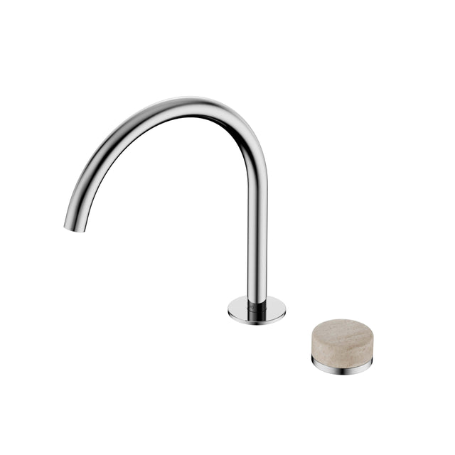Nero Serenity Progressive Bath/Kitchen Mixer Arc Spout With Rome Travertine Handle Chrome Tapware Nero Default Title