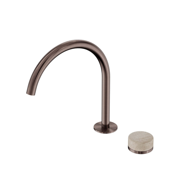 Nero Serenity Progressive Bath/Kitchen Mixer Arc Spout With Rome Travertine Handle Brushed Bronze Tapware Nero Default Title