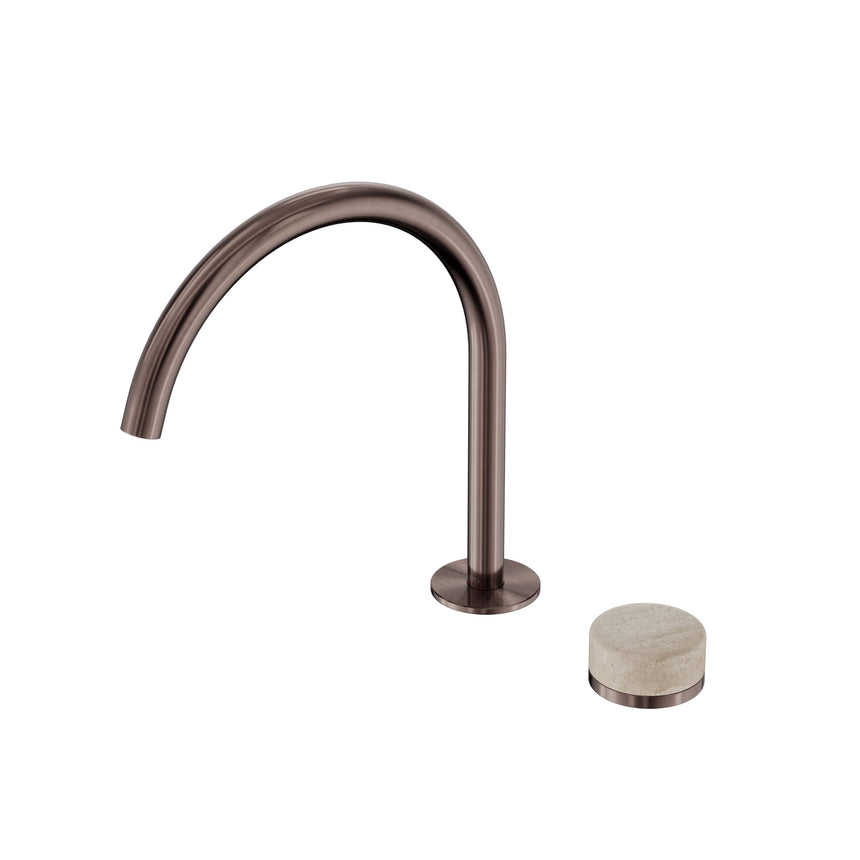 Nero Serenity Progressive Bath/Kitchen Mixer Arc Spout With Rome Travertine Handle Brushed Bronze Tapware Nero Default Title