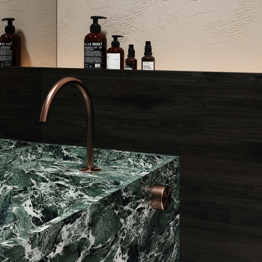 Nero Serenity Progressive Bath/Kitchen Mixer Arc Spout With Metal Handle Brushed Bronze Tapware Nero