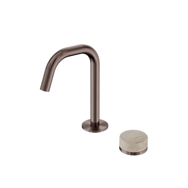 Nero Serenity Progressive Basin Mixer Edge Spout With Rome Travertine Handle Brushed Bronze Tapware Nero Default Title