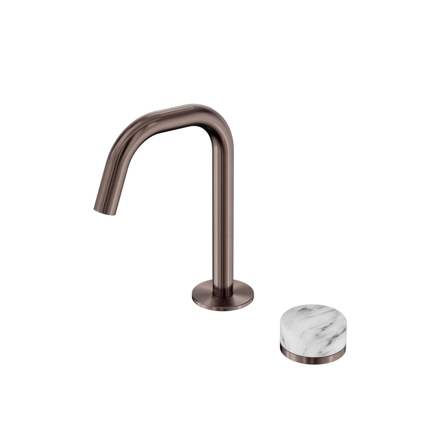 Nero Serenity Progressive Basin Mixer Edge Spout With Arabescato Corchia Handle Brushed Bronze Tapware Nero Default Title