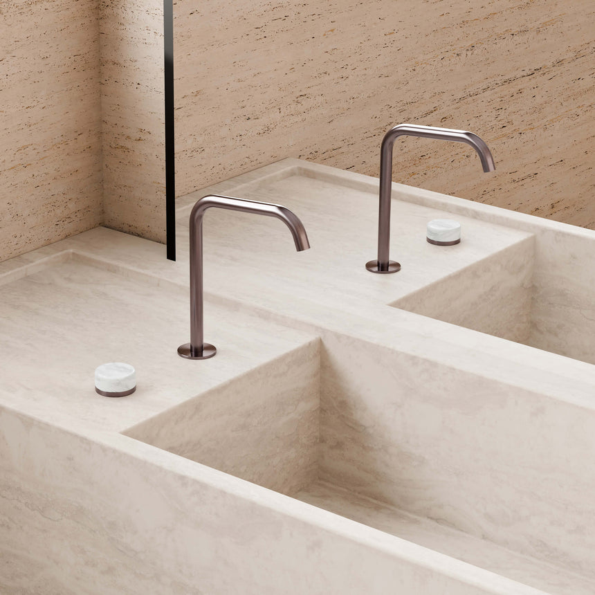 Nero Serenity Progressive Bath/Kitchen Mixer Edge Spout With Carrara Handle Brushed Bronze Tapware Nero